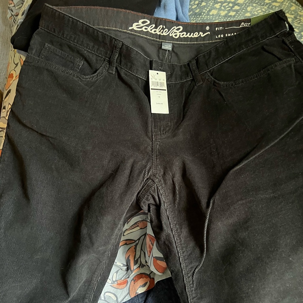 Women’s Eddie Bauer Black / Carbon Corduroy Pants Jeans NWT